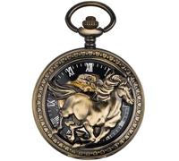 BOSHIYA Orologio da tasca meccanico vintage da uomo, luminoso, stile steampunk, con catena, quadrante scheletrato, numeri romani, idea regalo per la festa del papà, Marrone