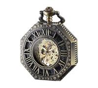 BOSHIYA Orologio da tasca meccanico vintage da uomo, luminoso, stile steampunk, con catena, quadrante scheletrato, numeri romani, idea regalo per la festa del papà, Ottago-Bronzo