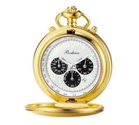 BOSHIYA Orologio da taschino da uomo al quarzo, multifunzione, con cronografo, classico, retrò, orologio da tasca con catena, regalo di Natale, laurea, compleanno, festa del papà