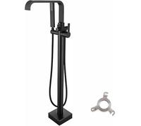 BOSHYUM Rubinetto per Vasca da Bagno con Montaggio a Pavimento, Girevole Verticale ad Alto Flusso, Serbatoio di Acqua Calda e Fredda miscelata, Set Doccia con Rubinetto Laterale