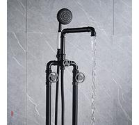 BOSHYUM Rubinetto per Vasca in Stile Industriale con doccetta, Rubinetto per Vasca a Due Maniglie con Montaggio a Pavimento, Miscelatore per Bagno in Ottone