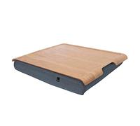 Bosign. Laptray - Vassoio da ginocchio con cuscino a sacco per laptop, colazione, cuscino rimovibile e lavabile, in salice naturale, cuscino grigio grande, 46 x 38 x 6,5 cm