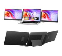 BOSII Estensore triplo schermo per computer portatile, 14 pollici, IPS FHD 1080P, HDMI/USB-A/Type-C, monitor esteso portatile per computer portatili da 13-17 pollici (lunghezza massima: 15,7 pollici),