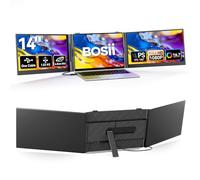 BOSII - Monitor Extender di visualizzazione per laptop, triplo da 14 pollici, connessione a un cavo, ultra sottile, IPS FHD 1080P, monitor portatili per laptop da 13,3 a 17 pollici
