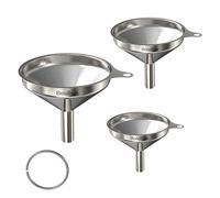 Bosillsm Imbuto in acciaio inox, 3 pezzi, piccolo set di imbuti, per il trasferimento di olio, sale, zucchero, profumo (7,5/5,5/4,5 cm)