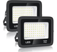 BOSITE 2 Pezzi 100W Faretto LED da Esterno, 10000LM Faretti LED per Esterni, Super 6500K Luce Bianca Fredda, IP65 Impermeabile Faretto da esterno per Veranda,Cortili,Parcheggio,Garage,Parco,Giardino