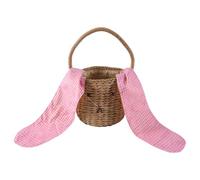 Bosiyrggrl Borsa un Secchiello nel Rattan per Bambini e Adulti, Borsa di Paglia da Spiaggia, Borsa un Tracolla un Tracolla, Borsa con Orecchie da Coniglio