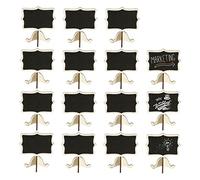 Bosiyrggrl Confezione da 15 Mini Segnaposto per Lavagna con Supporto da Cavalletto - Piccoli Segni di Lavagna Rettangolari in Legno per Matrimoni, Feste di Compleanno, Numeri da Tavolo