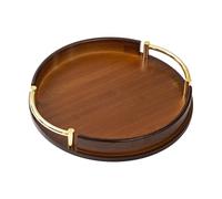 Bosiyrggrl Light Luxury Home Kitchen Round Bamboo Tray Portable Fruit Snack Tray Home Restaurant Tea Set Small Tray M