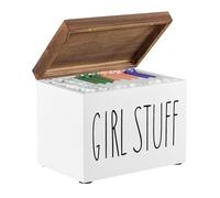 Bosiyrggrl Porta Assorbenti con Coperchio A Cerniera, Compatibile con Week, Organizer per Prodotti Femminili, Contenitore per Assorbenti per Bagno Bianco
