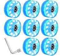 Bosiyrggrl Ruote per Pattini A Rotelle con Chiave A Croce Ruote Esterne Luminose Lampeggianti A Doppia Six Light Double Row Roller Skates Shining Wheels Blue