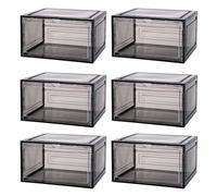 Bosiyrggrl Scatola per Scarpe con Sportello Ribaltabile, Set da 6, Scatola di Plastica Impilabile con Sportello Trasparente, Come Contenitore e Contenitore, per Esporre Scarpe da Ginnastica