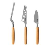 BOSKA Amigo - Set di 3 coltelli da formaggio, con manico ergonomico, in acciaio inox di alta qualità, in legno di faggio, antiaderenti grazie al trattamento BSF