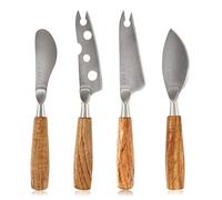 BOSKA Set di Coltelli da Formaggio Mini Oslo/Per ogni tipo di formaggio/Formato pratico/Da regalare/Marrone/Argento / 13,5 x 8 x 2 cm