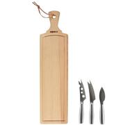 BOSKA Set formaggio Amigo/Cheeseboard/incl. coltelli da formaggio/per tutti i tipi di formaggio/marrone/argento/44,5 cm
