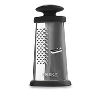 Boska Trio Formaggio/Grattugia da tavolo per formaggi duri/Multifunzionale / 3 grattugie diverse/Argento/Nero / 16 cm