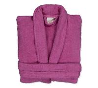 BOSKIMO - Accappatoio Unisex - Accappatoio da Doccia per Uomo o Donna - 100% Cotone - Spugna - Disponibile con Cappuccio (IT, Testo, L, Regular, Regular, Fucsia, Senza Cappuccio)