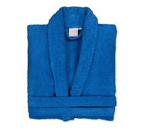 BOSKIMO - Accappatoio Unisex - Accappatoio da Doccia per Uomo o Donna - 100% Cotone - Spugna - Disponibile con Cappuccio (IT, Testo, M, Regular, Regular, Cobalto, Senza Cappuccio)