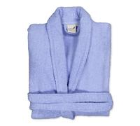BOSKIMO - Accappatoio Unisex - Accappatoio da Doccia per Uomo o Donna - 100% Cotone - Spugna - Disponibile con Cappuccio (IT, Testo, L, Regular, Regular, Blu, Senza Cappuccio)