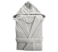 BOSKIMO - Accappatoio Unisex - Accappatoio da Doccia per Uomo o Donna - 100% Cotone - Spugna - Disponibile con Cappuccio (IT, Testo, L, Regular, Regular, Bianco, Con Cappuccio)