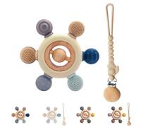 Bosmik Massaggia Gengive Neonati con Catenella Portaciuccio - Giochi Dentizione Neonato 0-3 3-6 6-9 Mesi - Neonato Accessori Utili - Giochi Montessori 0-3 6 9 Mesi - Senza BPA - Regalo