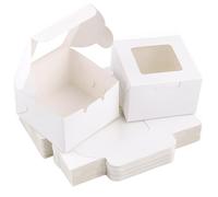 BOSMIOW 40 scatole bianche da forno con finestra, mini scatole per dolci, scatole per matrimoni, compleanni, feste, piccole scatole per cupcake, ciambelle, dessert, caramelle, biscotti, macaron, 10 x
