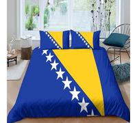 Bosnia ed Erzegovina 3 Pezzi 3D Stampa Digitale Bandiera europea Copripiumino Set Copripiumino Microfibra Morbido E Federe Set Di Biancheria Da Letto Con Cerniera Per Bambini Double（200x200cm）