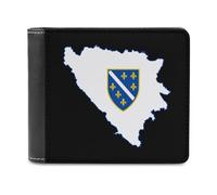 Bosnia ed Erzegovina mappa bandiera uomo portafoglio bifold sottile porta carte di credito borsa in pelle, Stile:, Taglia unica