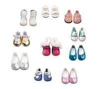 BOSOIRSOU 10 Paia di Scarpe per Bambole da 18 Pollici, 7cm Stivali, da Ballo, Sandali, Casual, di Tela - Adatte per 45cm American Girl Doll Accessori