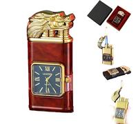 BOSONS Windproof Lighter Vintage Watch Bezel Jet Flame Torch, Clock Lighters, Refillable Butane Lighters, Windproof Flames Lighters for Outdoor, Camping (Red D)