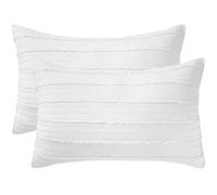 BOSOWOS - Set di 2 federe per cuscini in microfibra per una facile manutenzione, traspiranti, 50 x 70 cm, colore: Bianco