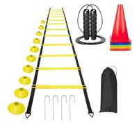 BOSREROY Set di allenamento per agilità, velocità e coordinazione, scala per agilità, 19,7 m, 10 coni da calcio, borsa per il trasporto