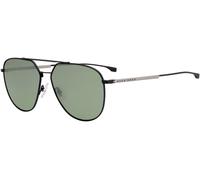 BOSS 0994/F/S 003-EL Men's Aviator Sunglasses - Matte Black Frame, Green Lenses