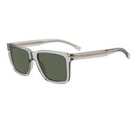 BOSS 1598/S KB7-QT Men's Square Sunglasses - Transparent Grey Frame, Green Lenses