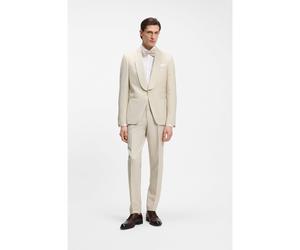 BOSS Abito smoking due pezzi slim fit in lana vergine e lino - Style H-Huge-2Pcs-Tux-262, 50561839 Beige chiaro 98