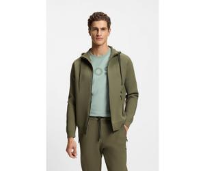 BOSS Active Felpa con cappuccio regular fit con zip e righe jacquard - Style KN_Active Push HD, 50553760 Oliva L