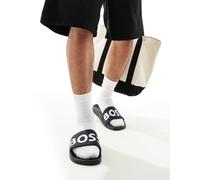 BOSS - Aryeh - Sliders da piscina nere/bianche con logo-Nero 42