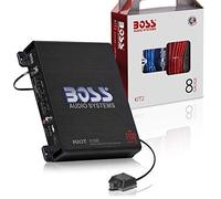 BOSS Audio Systems R1100MK - Amplificatore per auto e kit di cablaggio da 8 gauge, potenza massima 1100 Watt, stabile 2-4 Ohm, classe A/B, monoblocco, alimentatore Mosfet, controllo remoto del