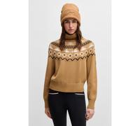 BOSS Berretto a coste da equitazione con logo ricamato - Style BEANIE HIGH CUFF CAMEL, B6U1603 Marrone pz.