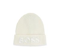 BOSS Berretto in lana vergine con logo ricamato - Style Lara_hat, 50497815 Bianco pz.
