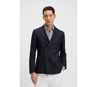 BOSS Blazer doppiopetto in cotone e lana vergine seersucker - Style C-Hanry-DB-254, 50553872 Blu scuro 50