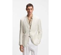BOSS Blazer slim fit in misto lino, cotone e seta a quadri - Style H-Janson-FL-261, 50561891 Beige chiaro 52