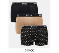 BOSS Bodywear - Confezione da 3 boxer aderenti neri con stampa-Nero W32