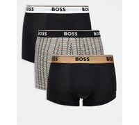 BOSS Bodywear - Confezione da 3 boxer neri e con stampa-Nero S