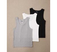 BOSS Bodywear - Confezione da 3 canotte multicolore a coste con logo 2XL