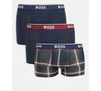 BOSS Bodywear - Confezione da 3 paia di boxer aderenti blu navy e a quadri XL