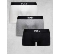 BOSS Bodywear - Confezione da 3 paia di boxer aderenti nero, bianco e grigio con logo sul davanti L