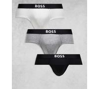 BOSS Bodywear - Confezione da 3 slip hipster nero, bianco e grigio con logo sul davanti S