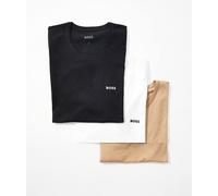 BOSS T-shirt in cotone con logo ricamato in confezione da tre - Style TShirt RN 3P Classic, 50475284 Nero / Bianco / Beige S