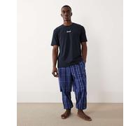 BOSS Bodywear - Easy - Set pigiama con T-shirt e pantaloni blu navy a quadri M